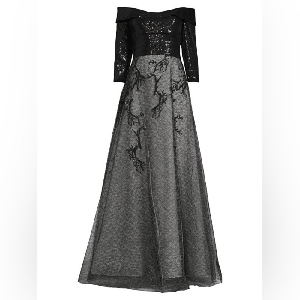 RENE RUIZ COLLECTIONOff Shoulder Sequin A Line Gown, Dress sz12